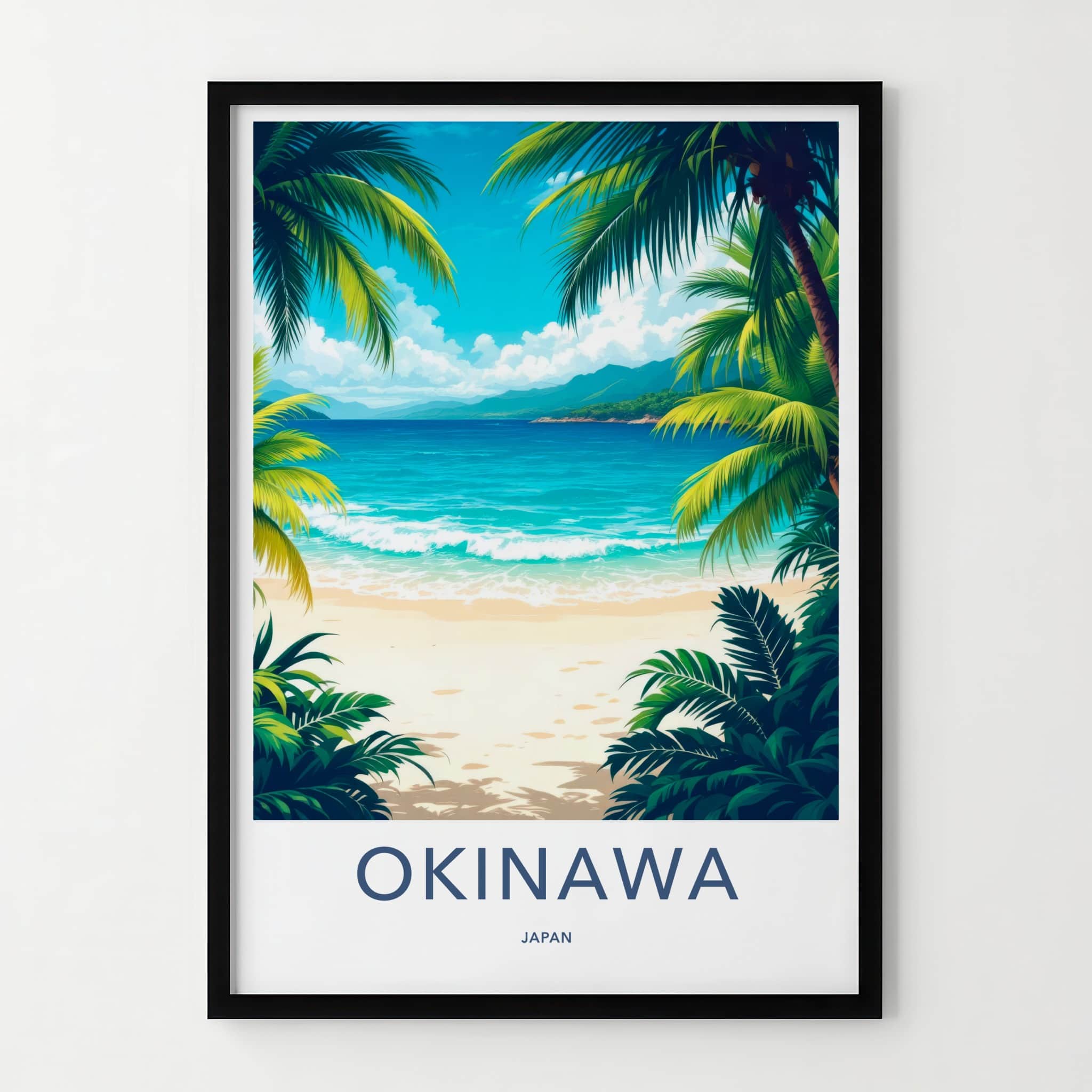 Okinawa Poster - Japan Travel Art - Sunny Beach Palms Home Decor