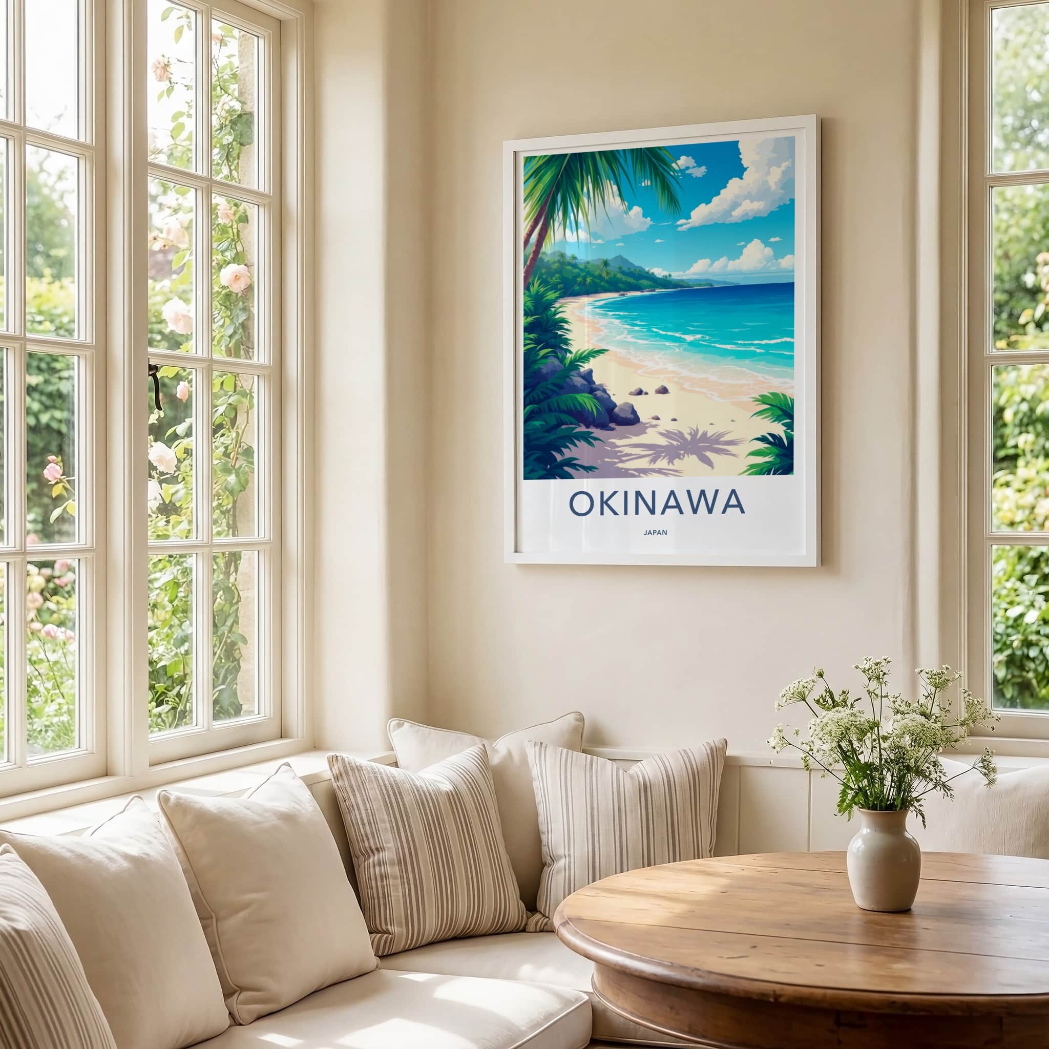 Okinawa Poster - Japan Travel Art - Tropical Beach Palms Home Decor