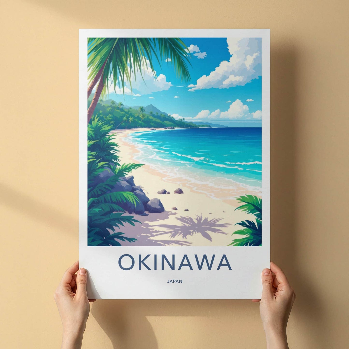 Okinawa Poster - Japan Travel Art - Tropical Beach Palms Home Decor