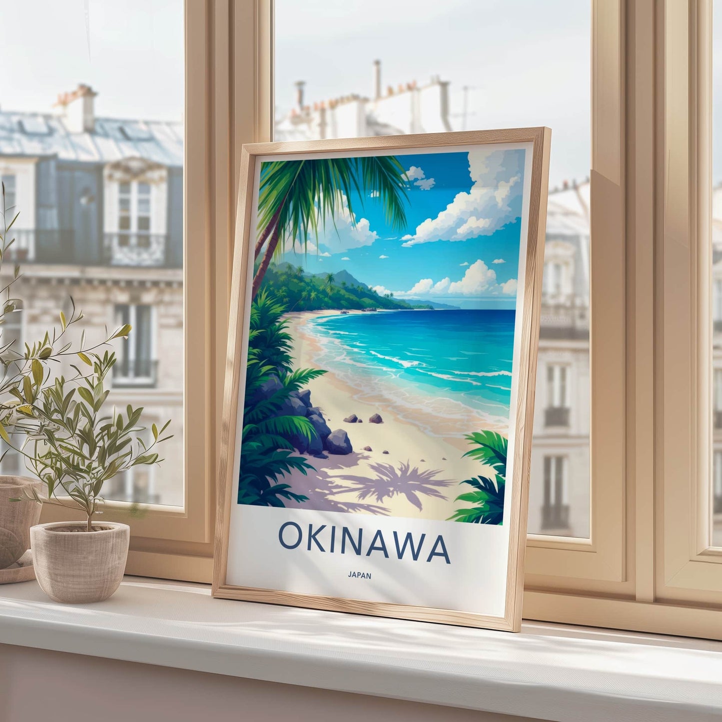 Okinawa Poster - Japan Travel Art - Tropical Beach Palms Home Decor