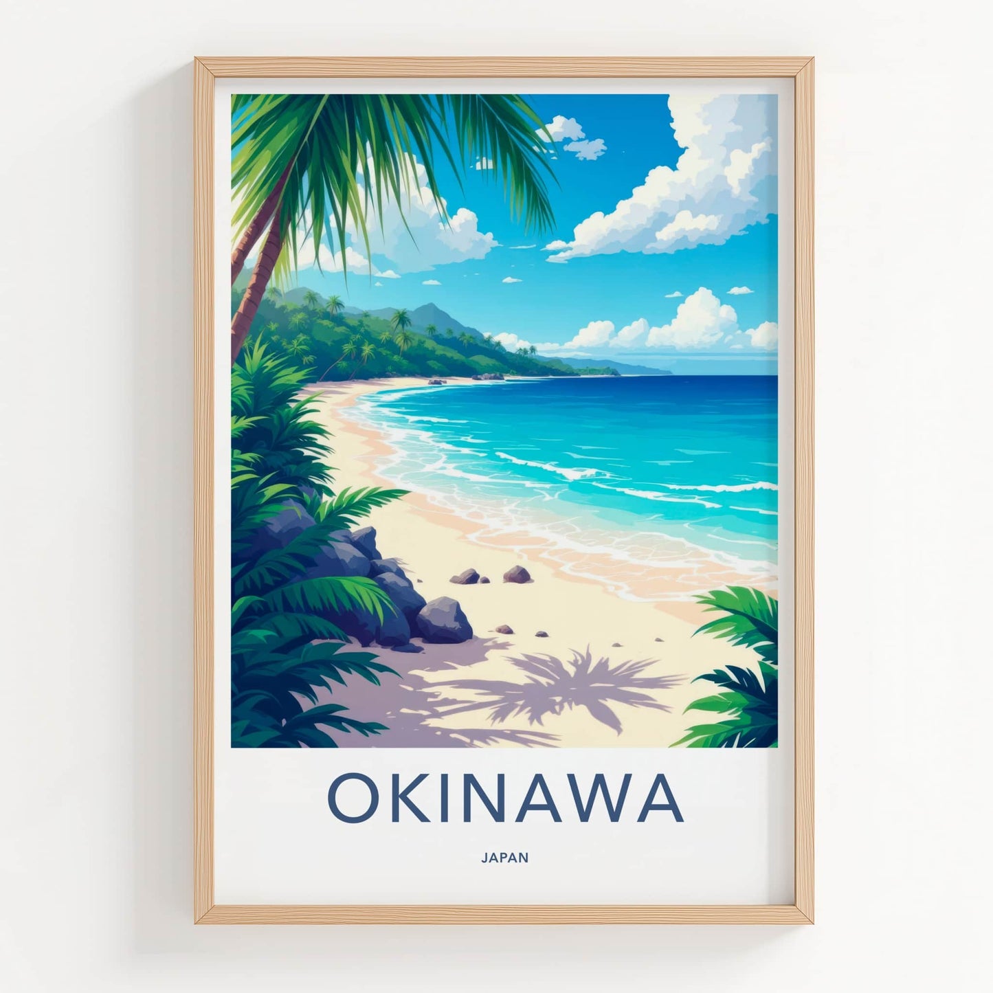 Okinawa Poster - Japan Travel Art - Tropical Beach Palms Home Decor