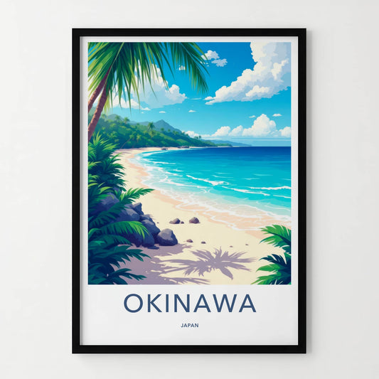 Okinawa Poster - Japan Travel Art - Tropical Beach Palms Home Decor