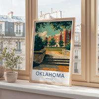 Oklahoma Poster - Oklahoma Travel Art - Collegiate Building Lawn Home Decor