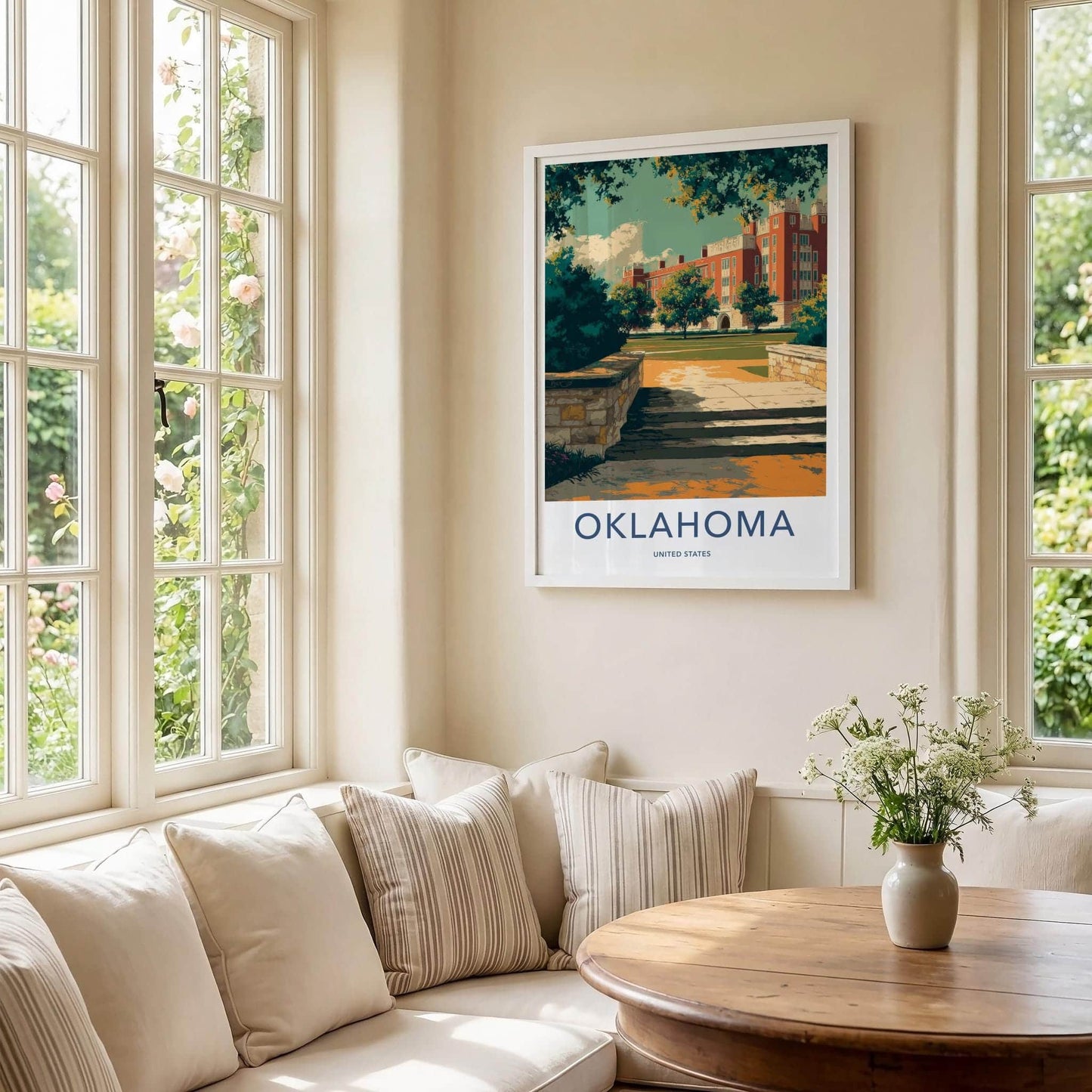 Oklahoma Poster - Oklahoma Travel Art - Collegiate Building Lawn Home Decor