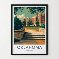 Oklahoma Poster - Oklahoma Travel Art - Collegiate Building Lawn Home Decor