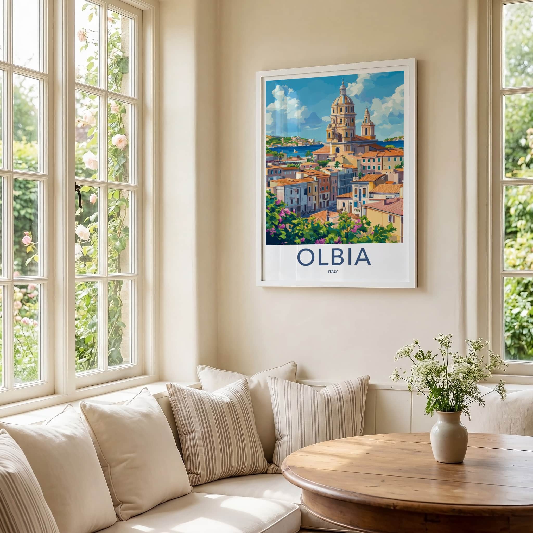 Olbia Poster - Italy Framed Art - Vibrant Port Town Gallery Art
