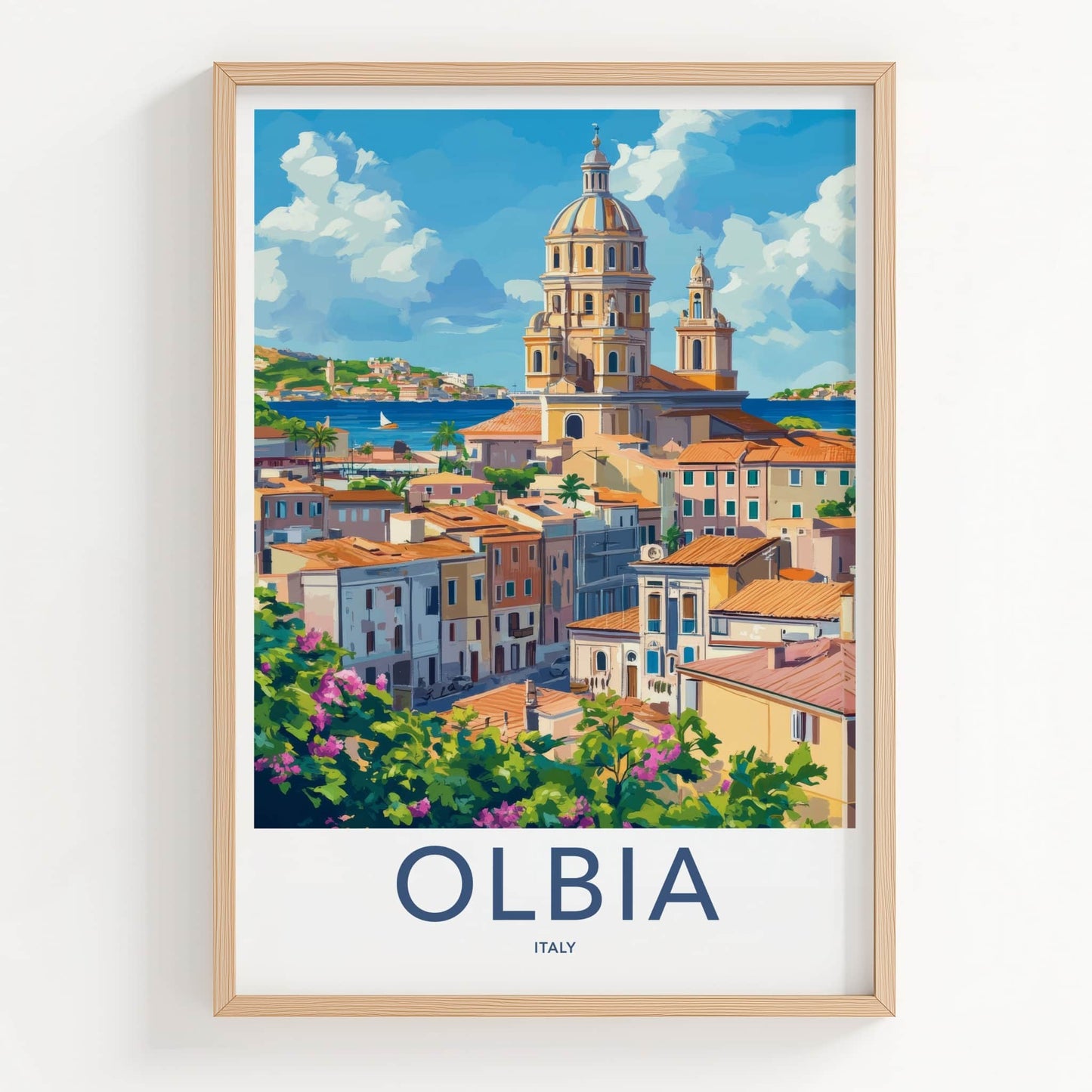 Olbia Poster - Italy Framed Art - Vibrant Port Town Gallery Art