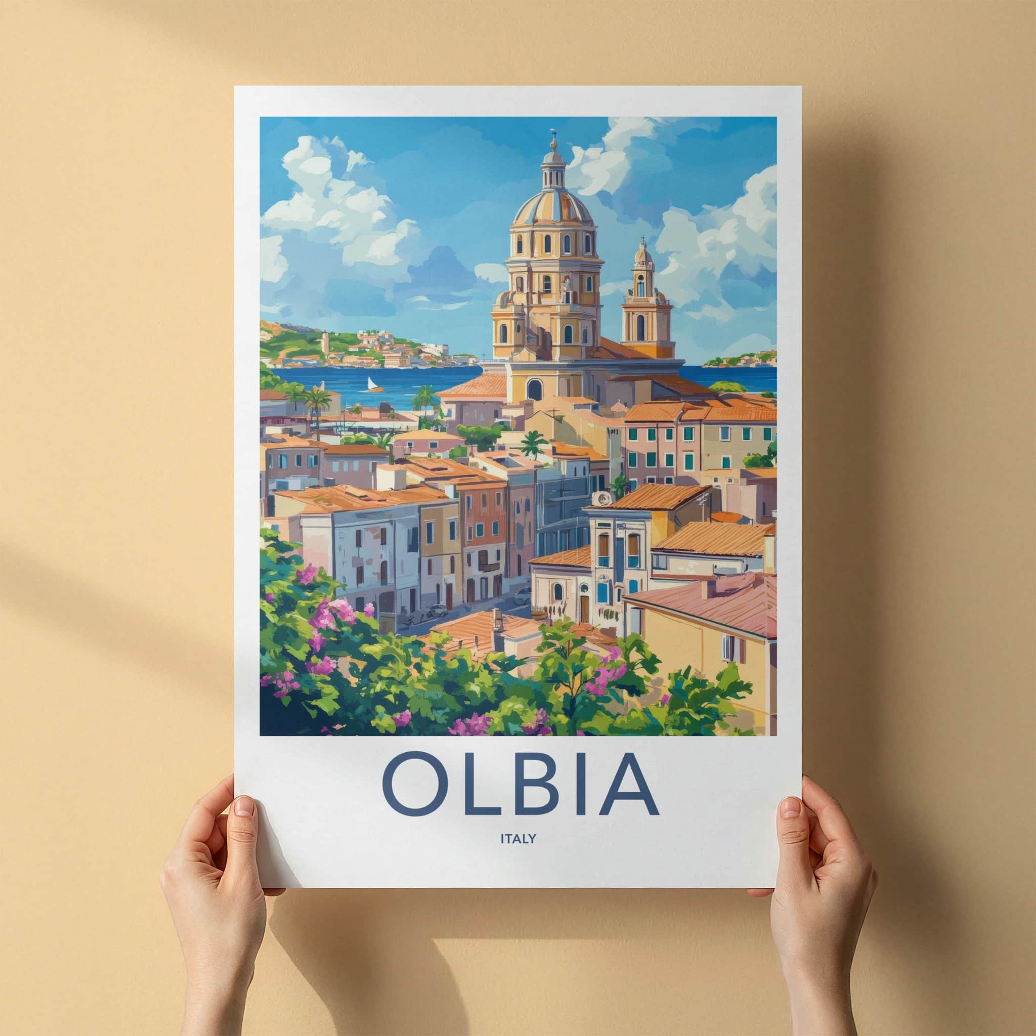 Olbia Poster - Italy Framed Art - Vibrant Port Town Gallery Art