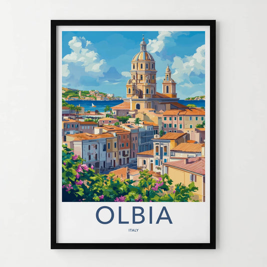 Olbia Poster - Italy Framed Art - Vibrant Port Town Gallery Art