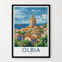 Olbia Poster - Italy Travel Print - Golden Dome Village Gallery Art