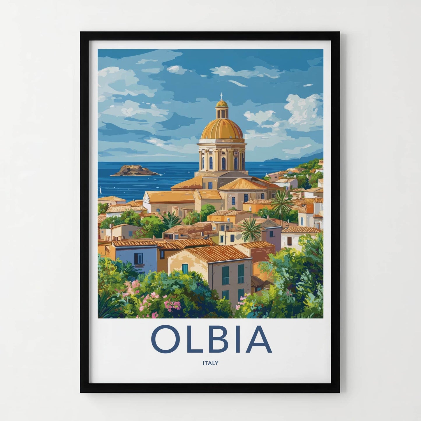 Olbia Poster - Italy Travel Print - Golden Dome Village Gallery Art