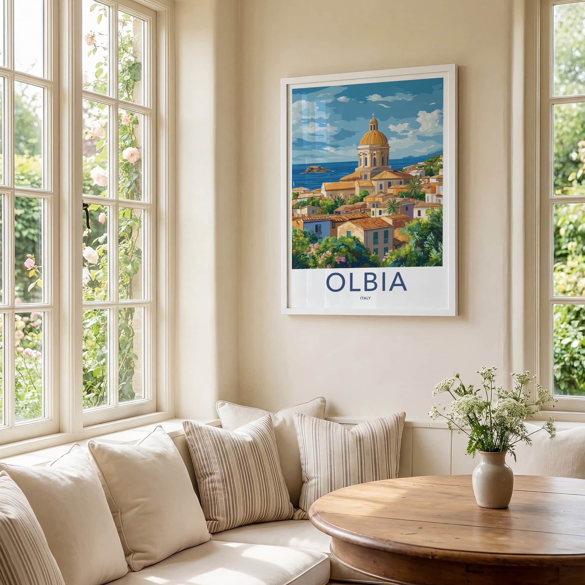 Olbia Poster - Italy Travel Print - Golden Dome Village Gallery Art