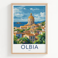 Olbia Poster - Italy Travel Print - Golden Dome Village Gallery Art