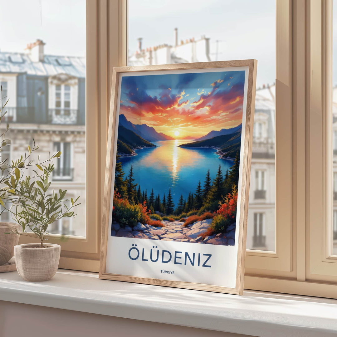Oludeniz Poster - Turkey Travel Art - Bay Sunset Landscape Home Decor