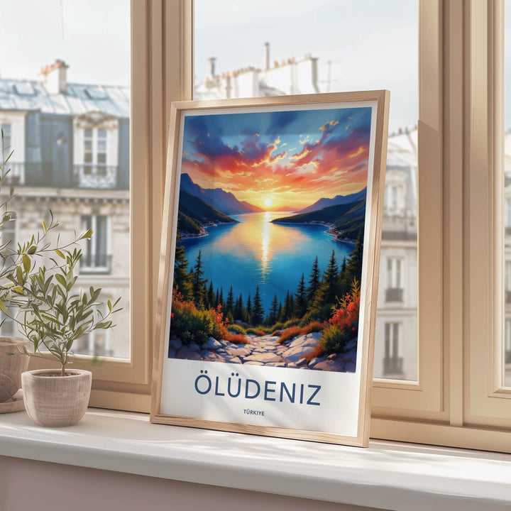 Oludeniz Poster - Turkey Travel Art - Bay Sunset Landscape Home Decor