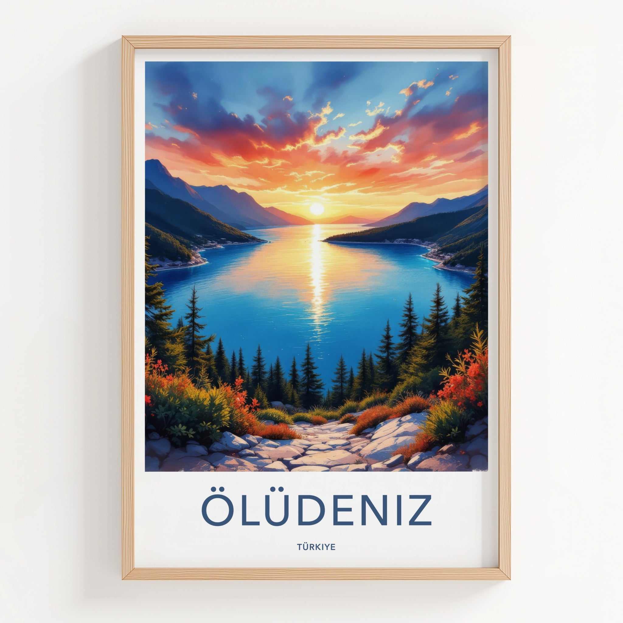 Oludeniz Poster - Turkey Travel Art - Bay Sunset Landscape Home Decor
