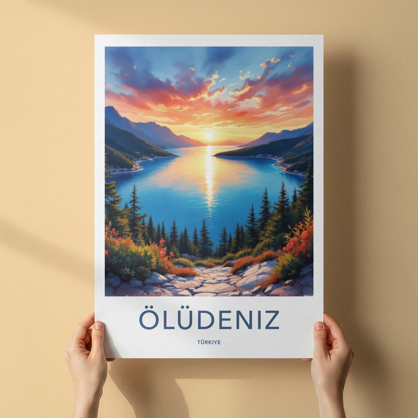 Oludeniz Poster - Turkey Travel Art - Bay Sunset Landscape Home Decor