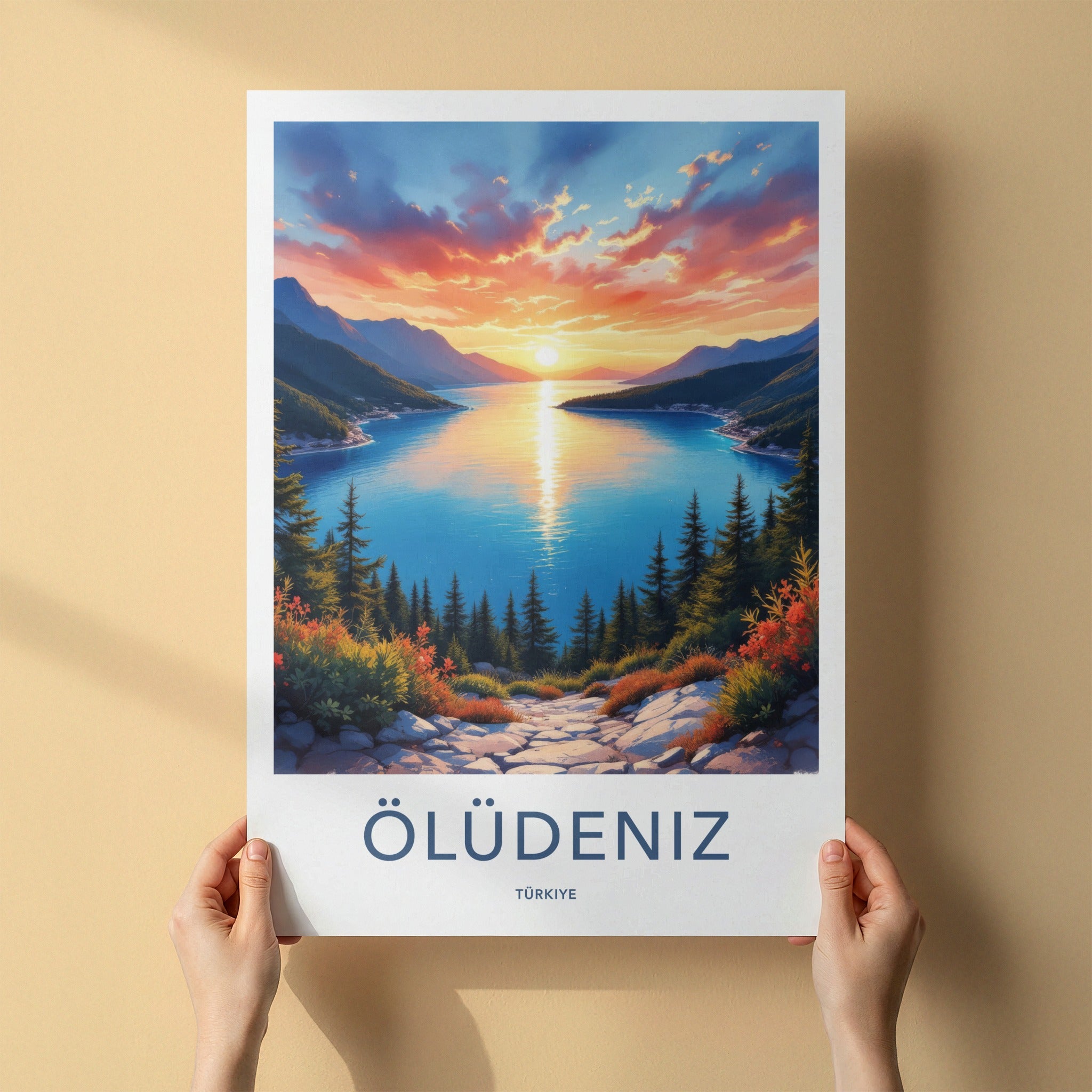 Oludeniz Poster - Turkey Travel Art - Bay Sunset Landscape Home Decor