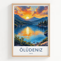 Oludeniz Poster - Turkey Travel Art - Golden Sunset Waters Home Decor