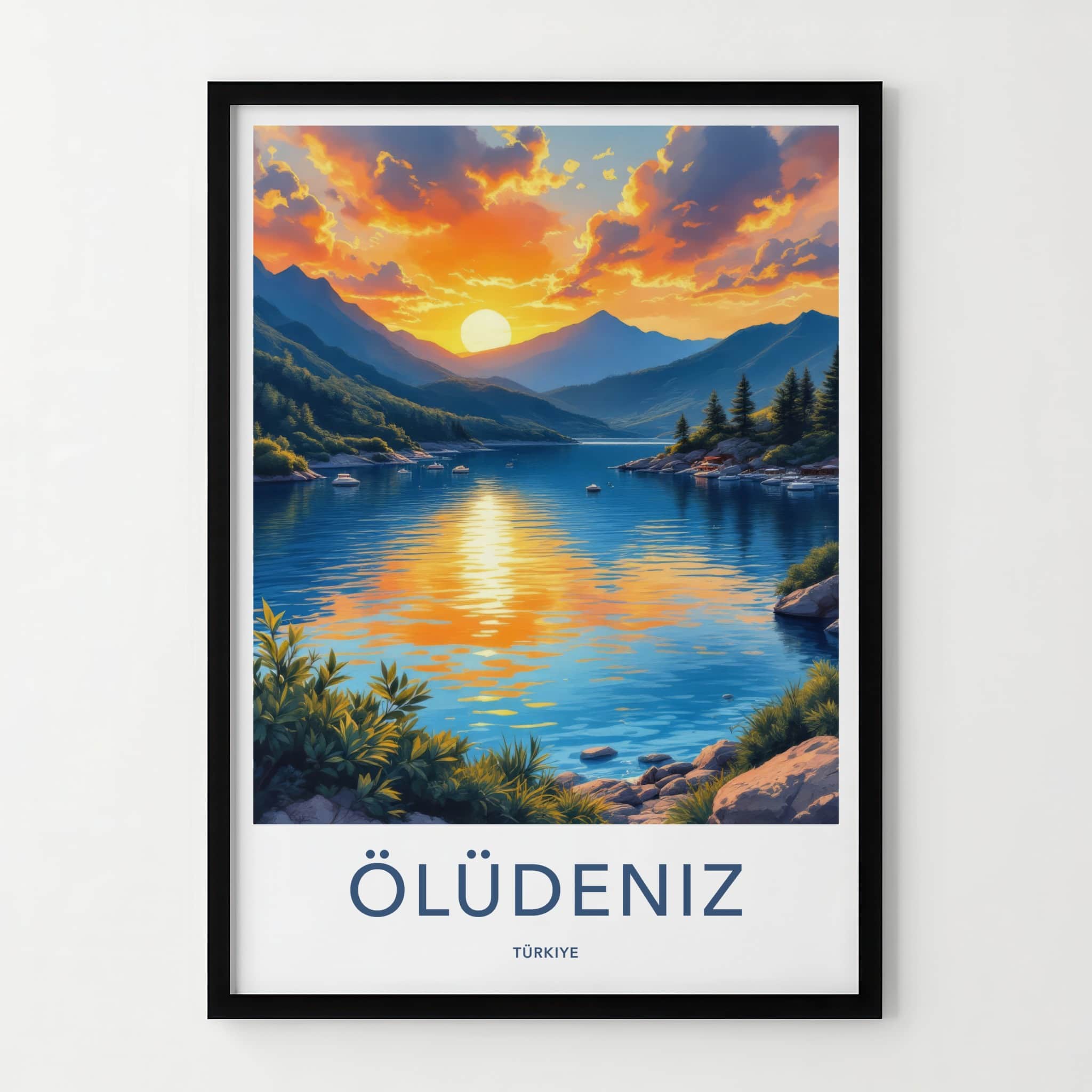 Oludeniz Poster - Turkey Travel Art - Golden Sunset Waters Home Decor