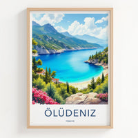 Oludeniz Poster - Turkiye Travel Art - Azure Beach Scene Home Decor