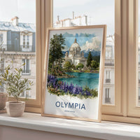 Olympia Poster - Washington Art Print - Capitol Lake Mountain Home Decor