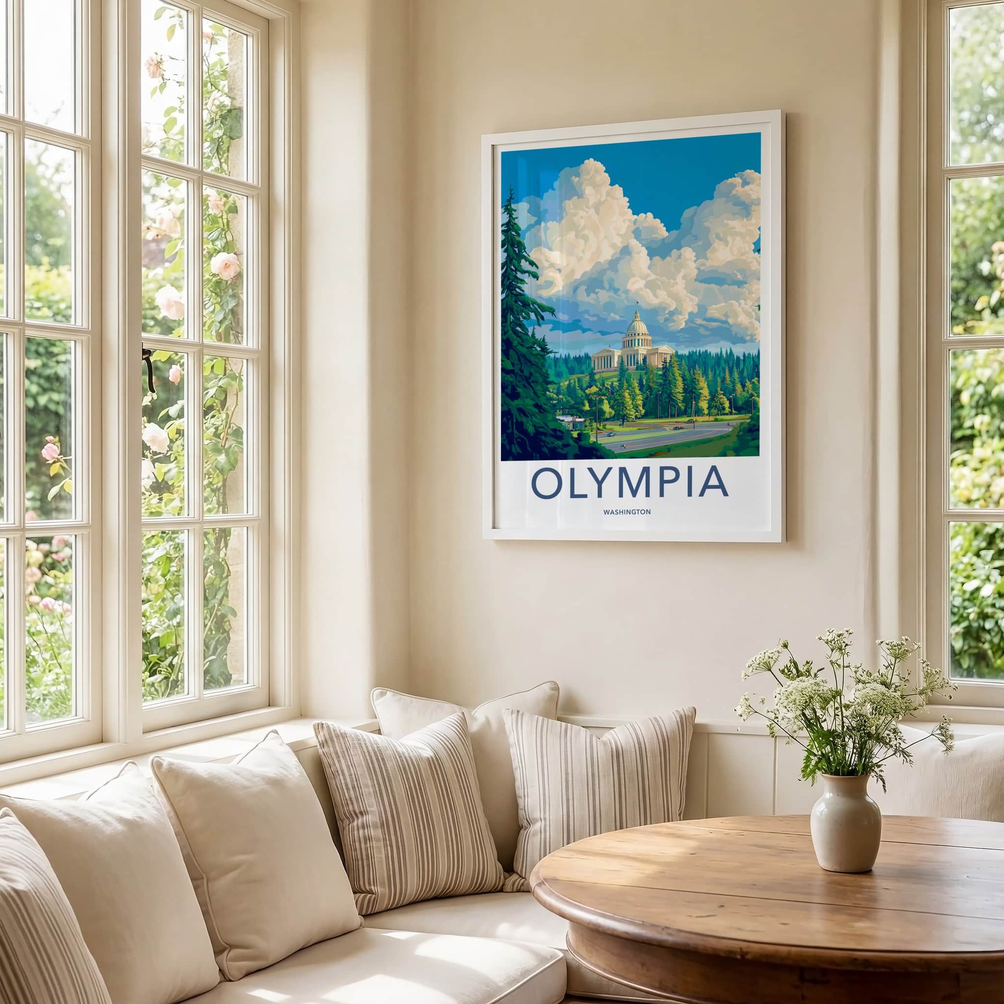 Olympia Poster - Washington Travel Art - State Capitol Hill Home Decor