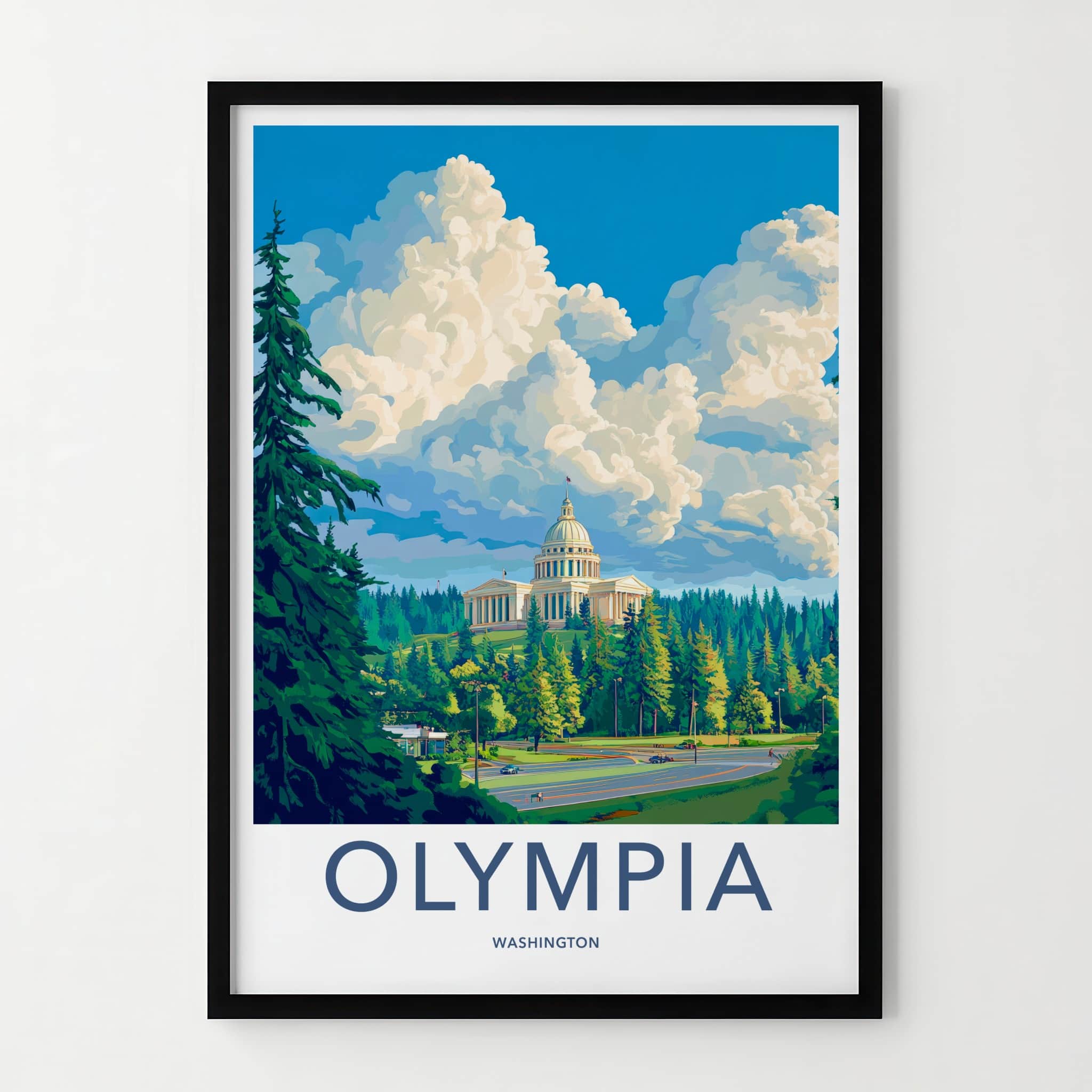 Olympia Poster - Washington Travel Art - State Capitol Hill Home Decor
