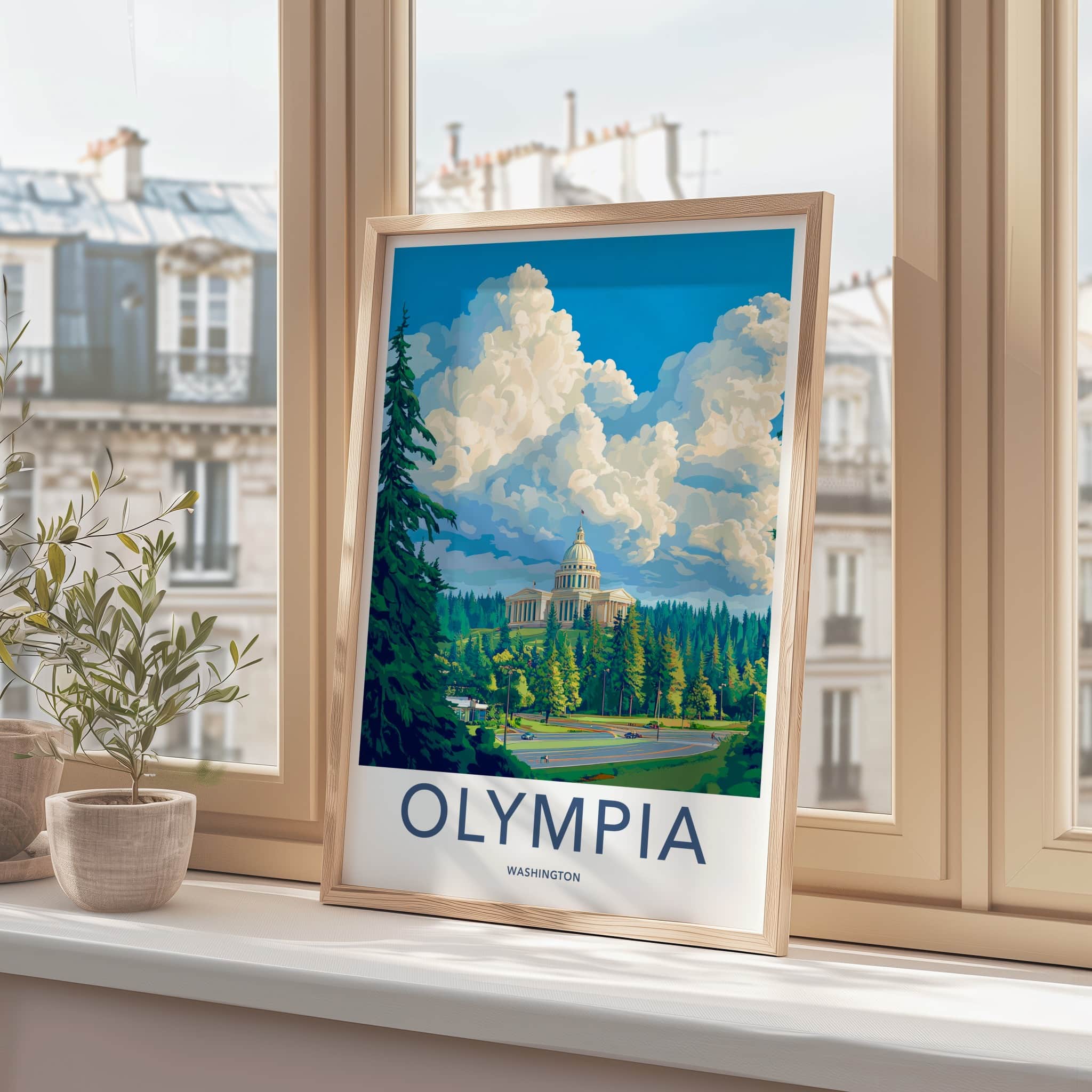 Olympia Poster - Washington Travel Art - State Capitol Hill Home Decor