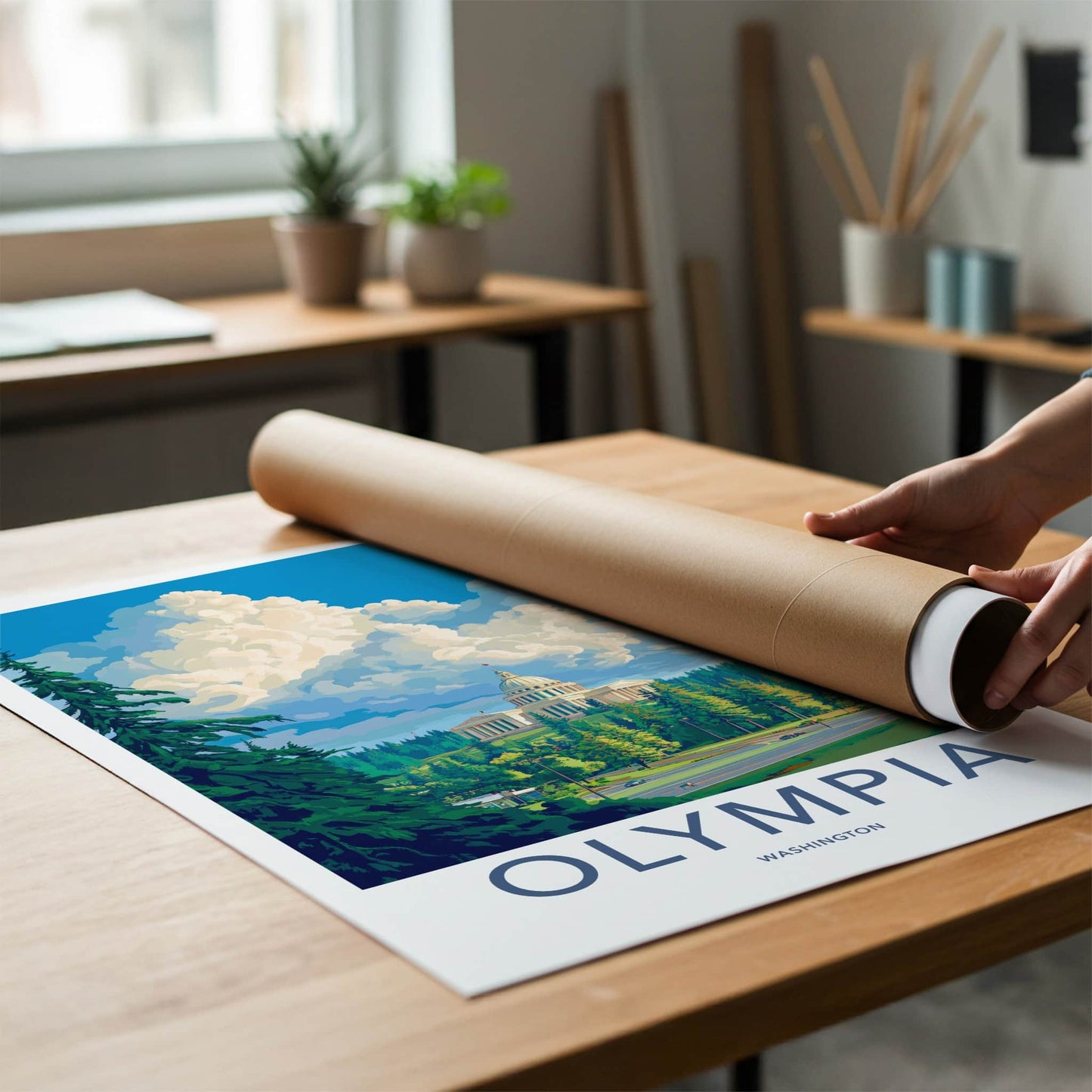 Olympia Poster - Washington Travel Art - State Capitol Hill Home Decor