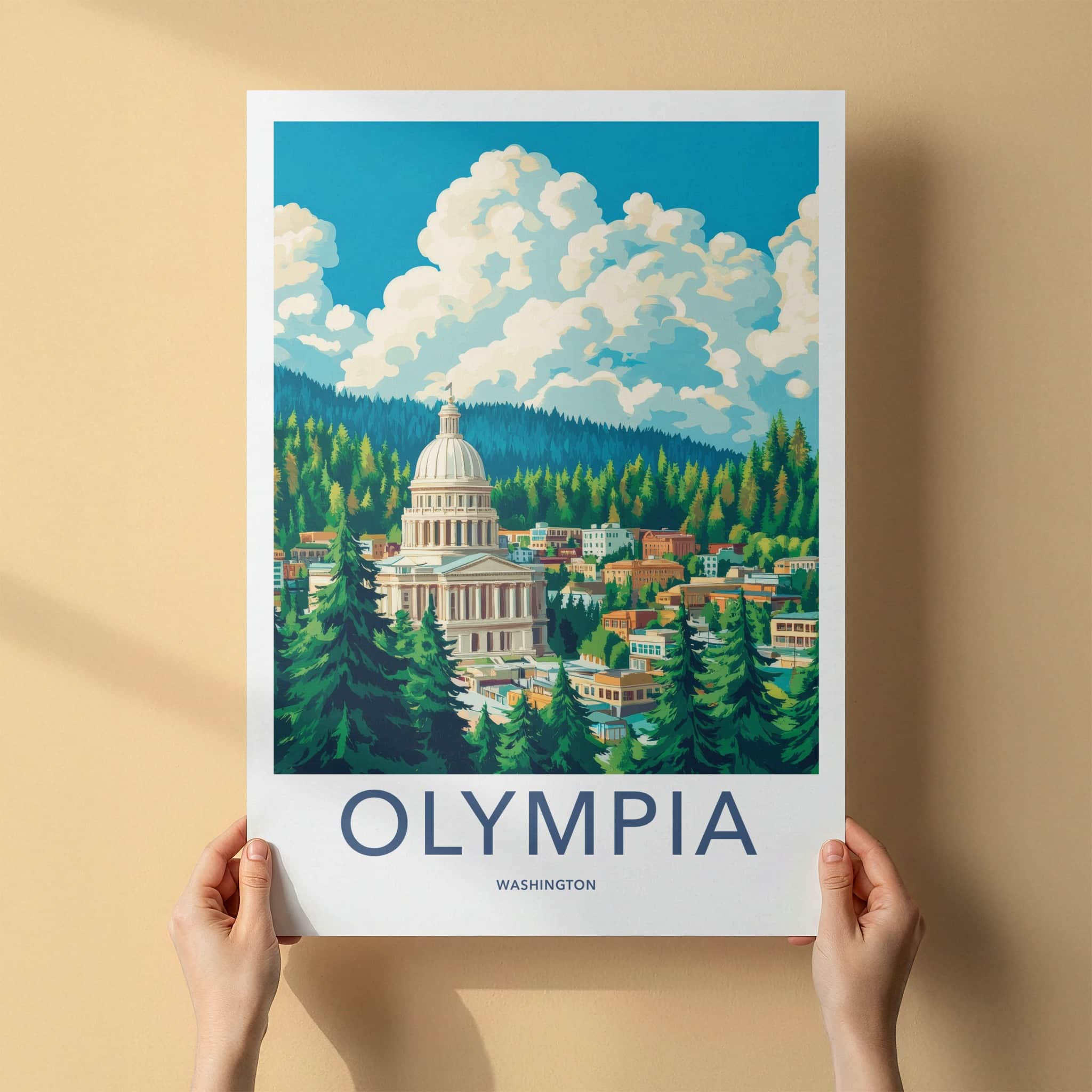 Olympia Poster - Washington Wall Art - Capitol Forest City Home Decor