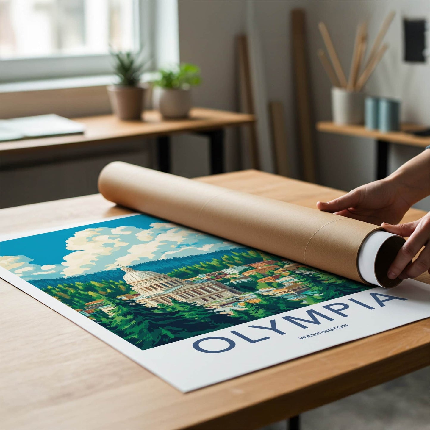 Olympia Poster - Washington Wall Art - Capitol Forest City Home Decor