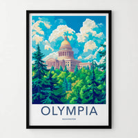 Olympia Poster - Washington Wall Art - Dome Building Greenery Home Decor