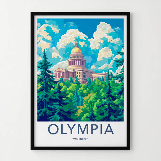 Olympia Poster - Washington Wall Art - Dome Building Greenery Home Decor