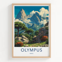 Olympus Poster - Greece Art Print - Towering Peaks Green Gallery Art