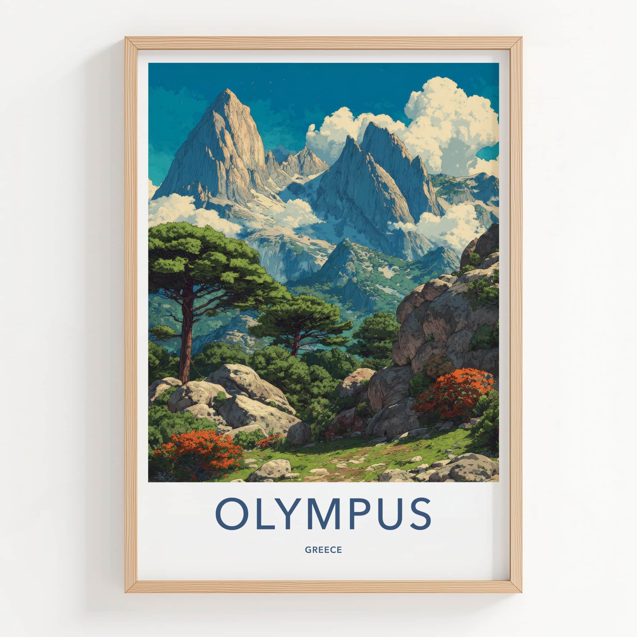 Olympus Poster - Greece Art Print - Towering Peaks Green Gallery Art
