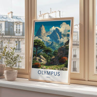 Olympus Poster - Greece Art Print - Towering Peaks Green Gallery Art