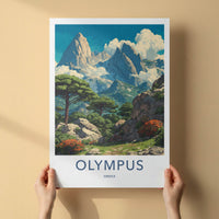 Olympus Poster - Greece Art Print - Towering Peaks Green Gallery Art