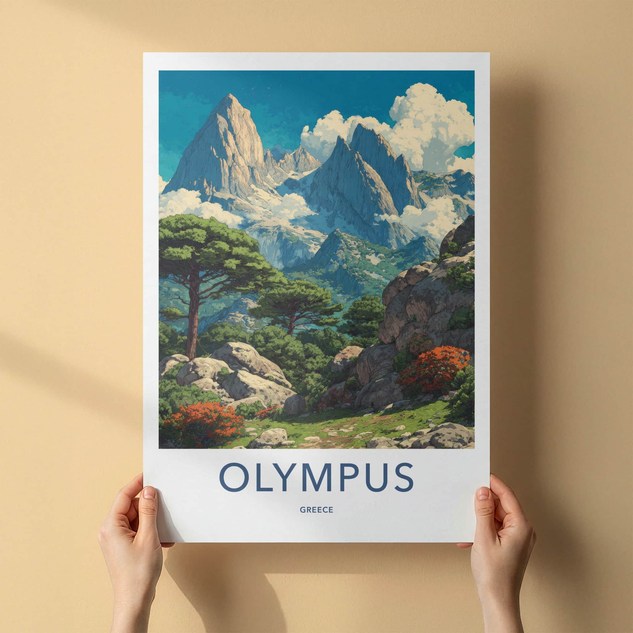 Olympus Poster - Greece Art Print - Towering Peaks Green Gallery Art