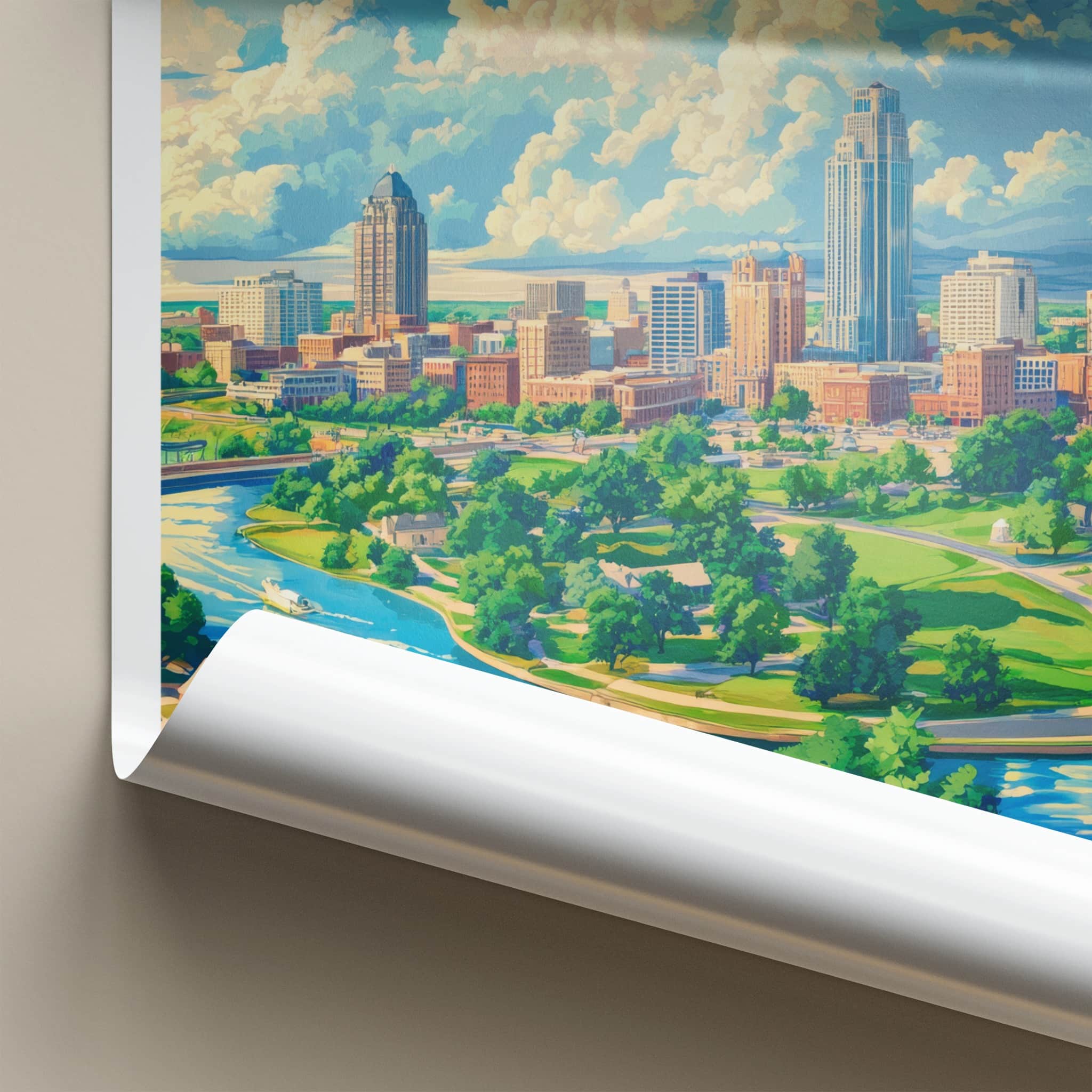Omaha Poster - Nebraska Travel Art - Vibrant City River Wall Decor