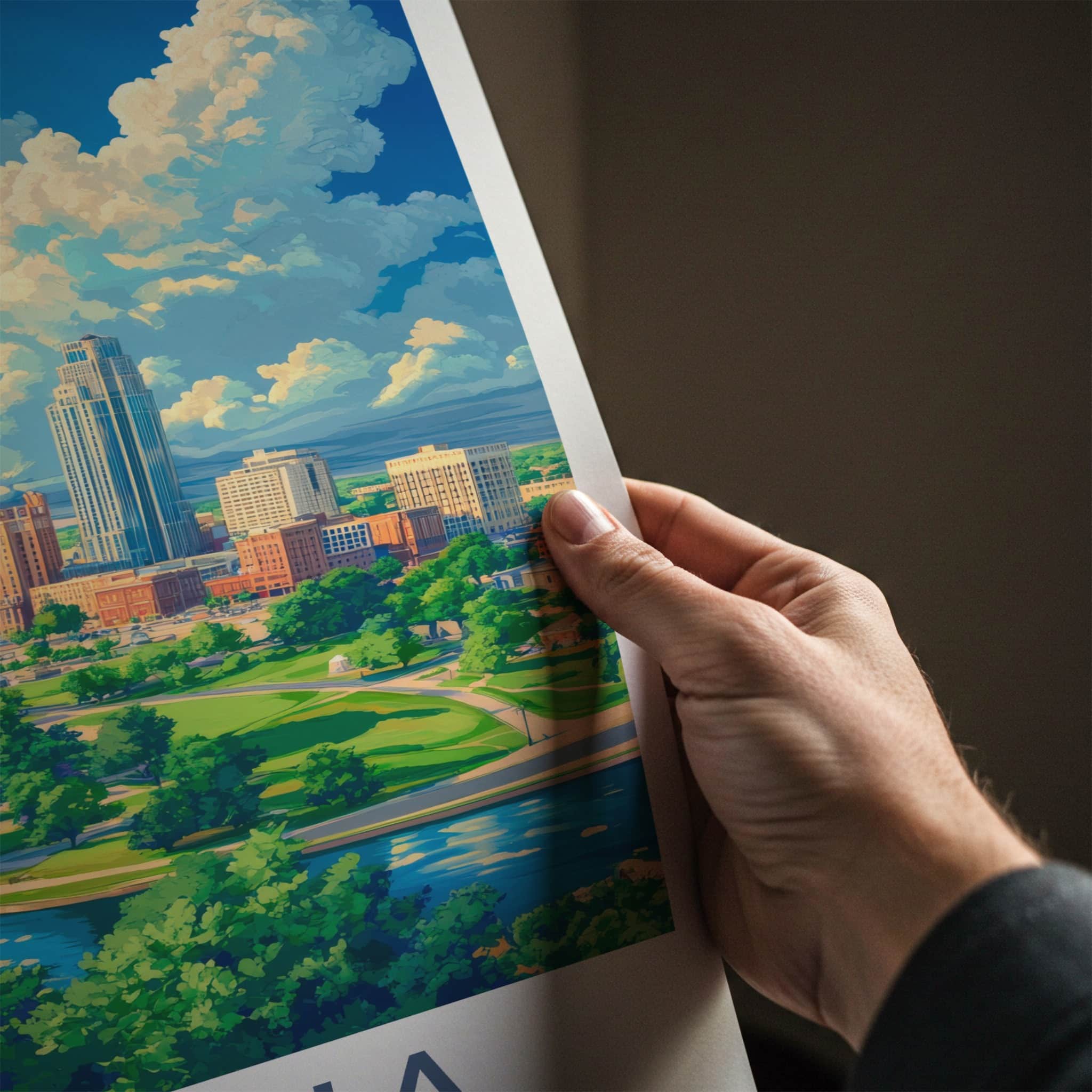 Omaha Poster - Nebraska Travel Art - Vibrant City River Wall Decor
