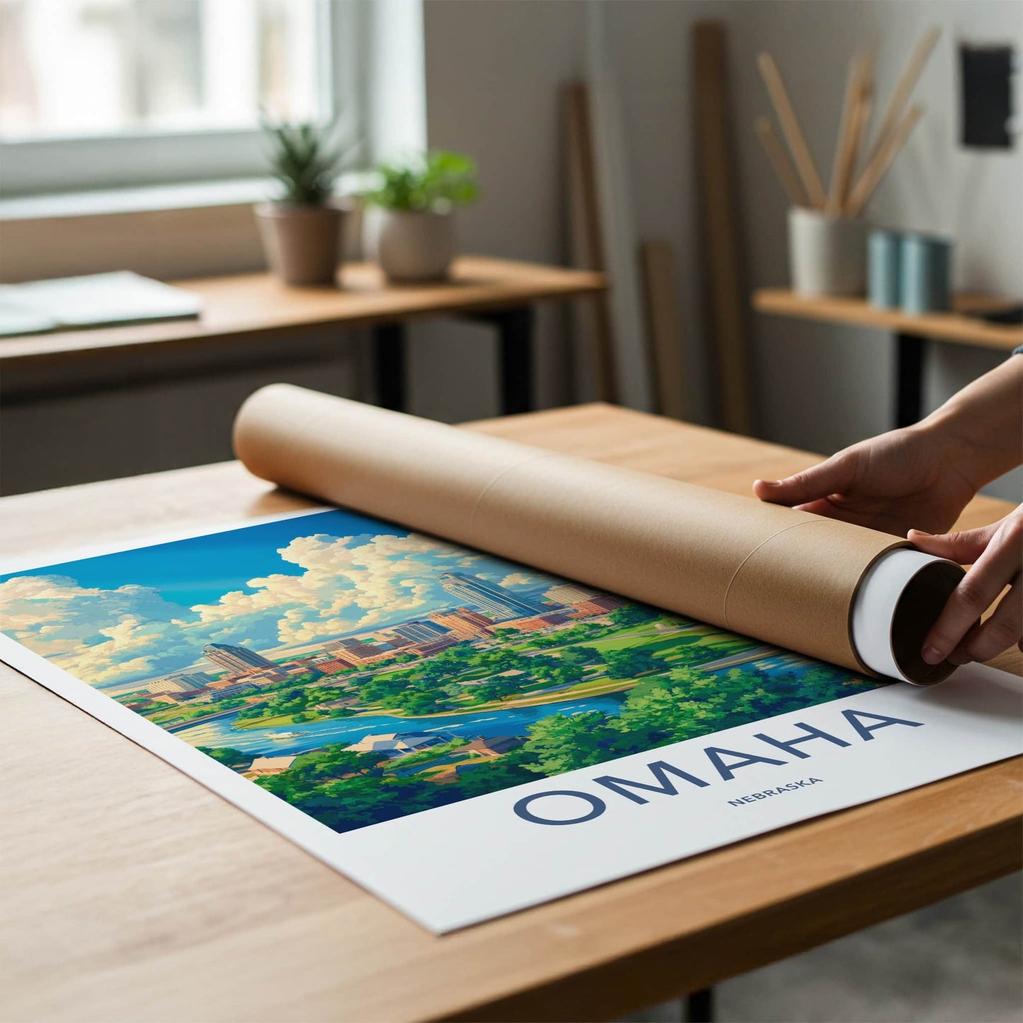 Omaha Poster - Nebraska Travel Art - Vibrant City River Wall Decor