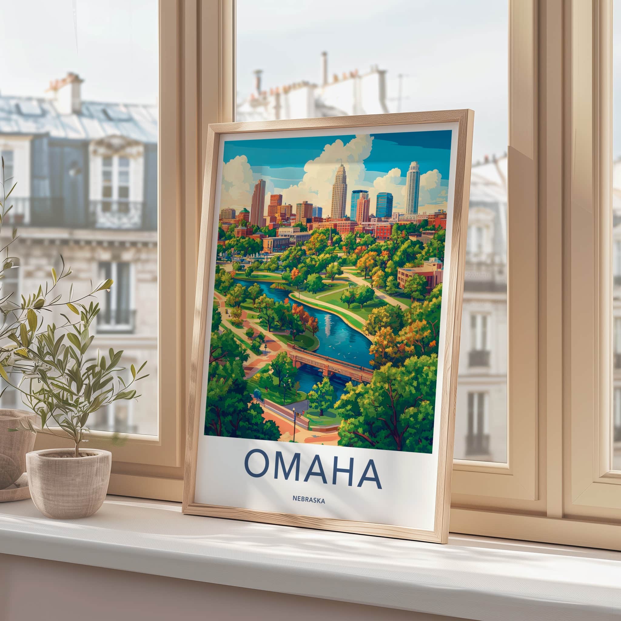 Omaha Poster - Nebraska Wall Art - City Park River Home Decor