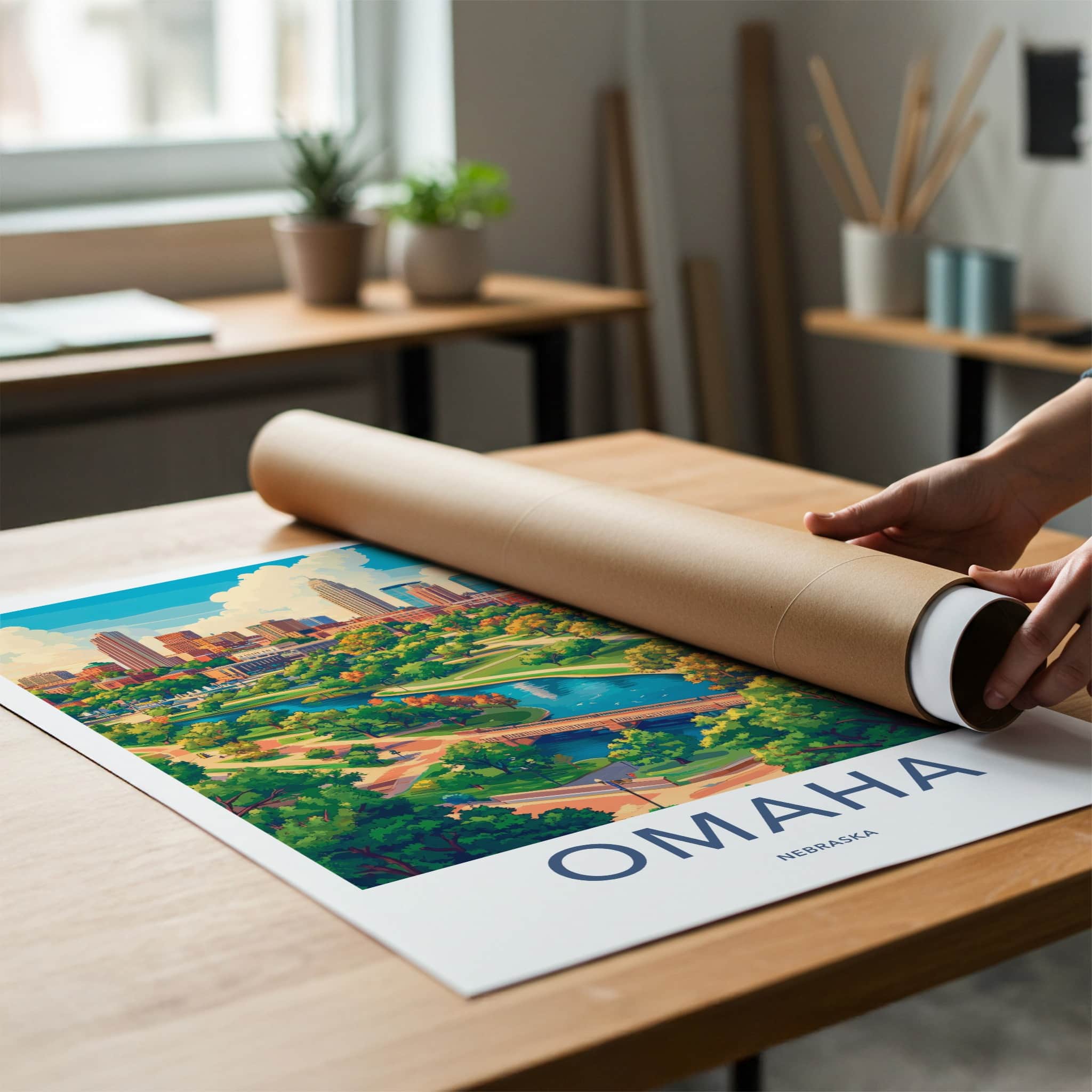 Omaha Poster - Nebraska Wall Art - City Park River Home Decor