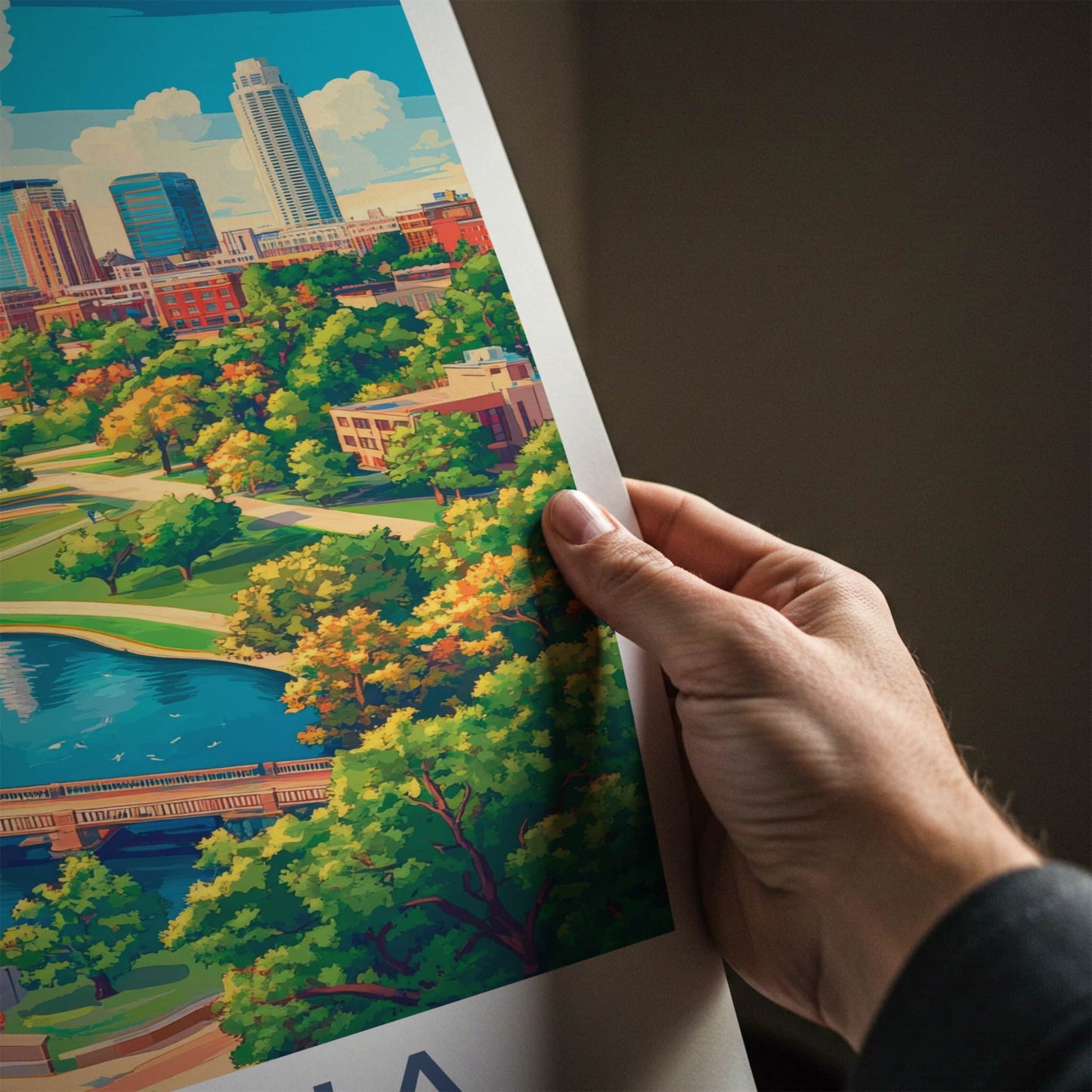 Omaha Poster - Nebraska Wall Art - City Park River Home Decor