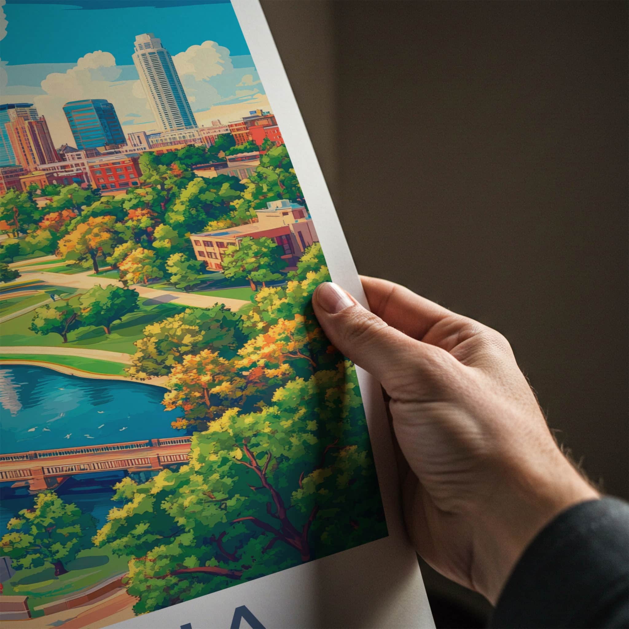 Omaha Poster - Nebraska Wall Art - City Park River Home Decor