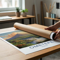 Ometepe Poster - Nicaragua Travel Art - Island Volcano Scene Home Decor