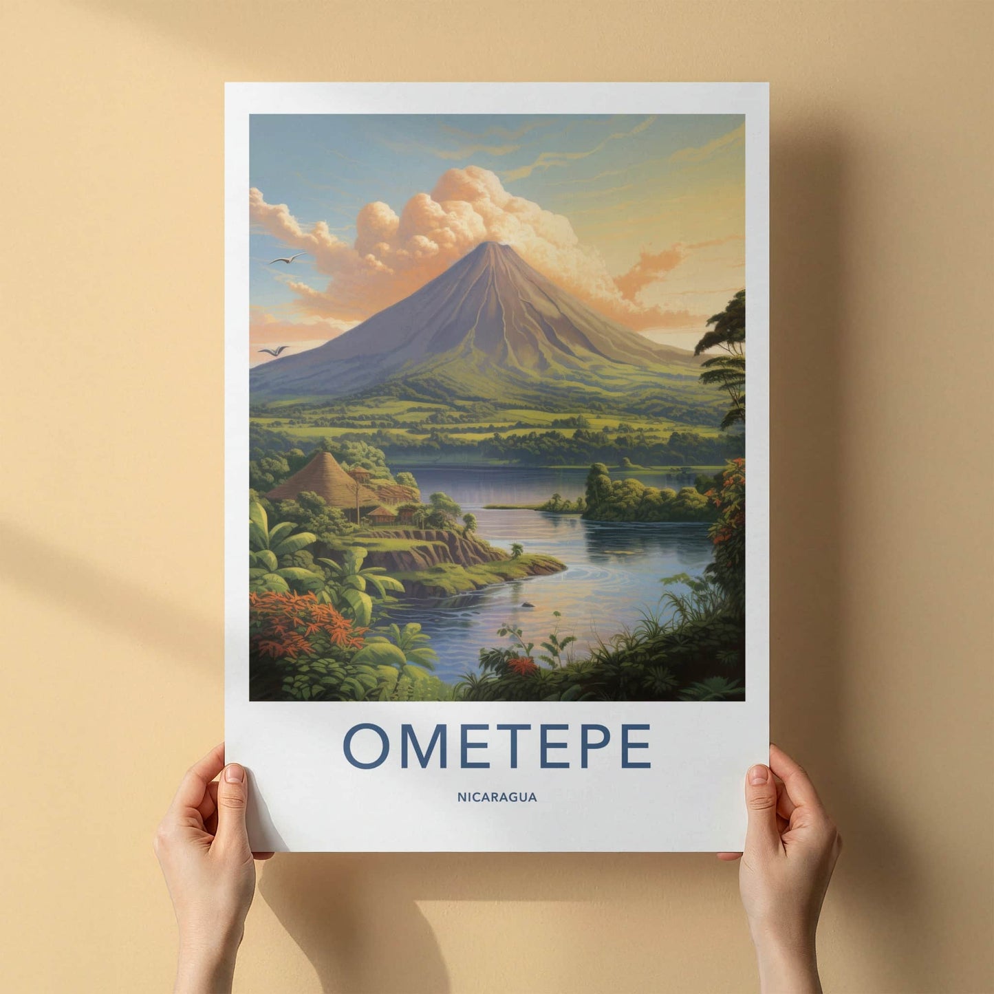 Ometepe Poster - Nicaragua Travel Art - Island Volcano Scene Home Decor