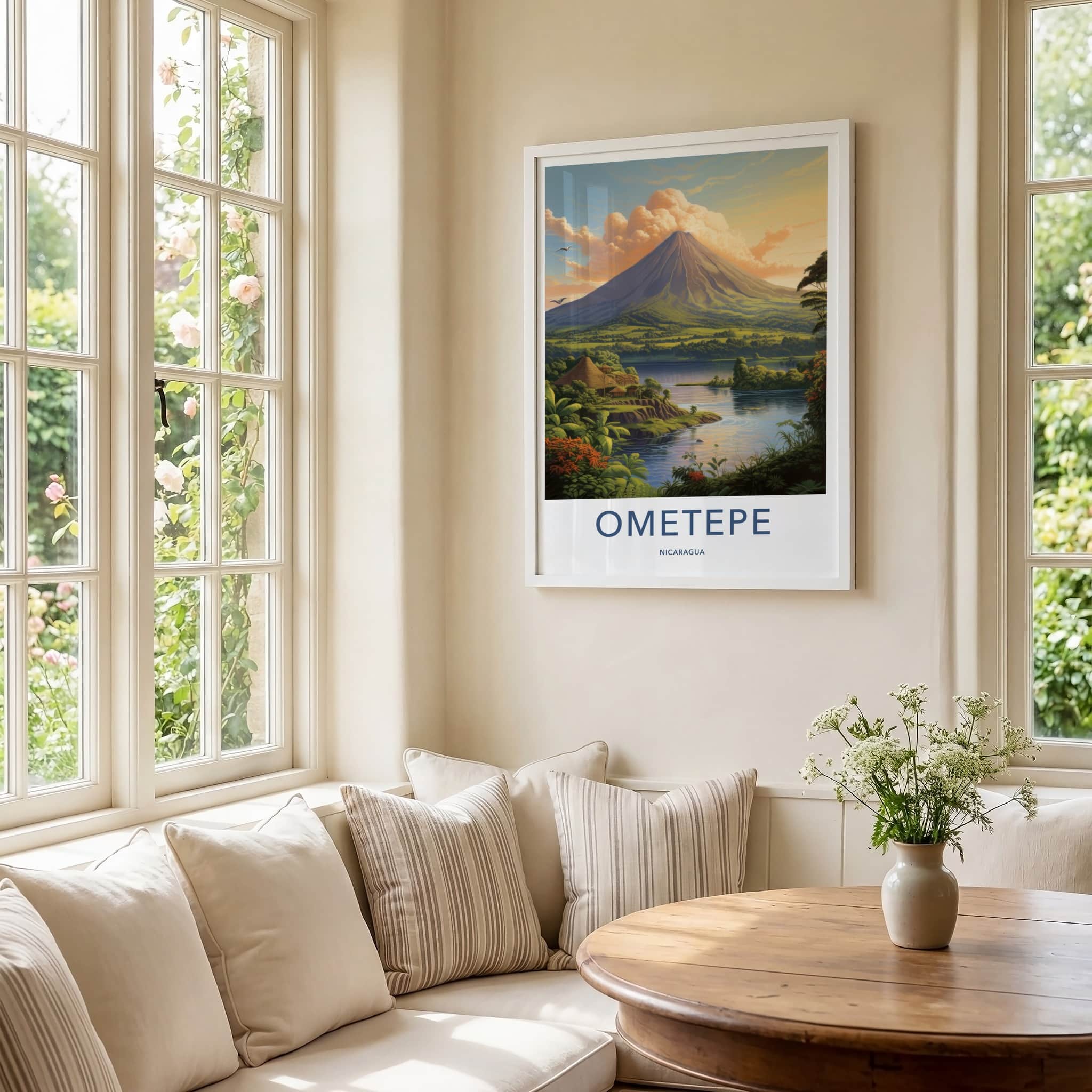 Ometepe Poster - Nicaragua Travel Art - Island Volcano Scene Home Decor