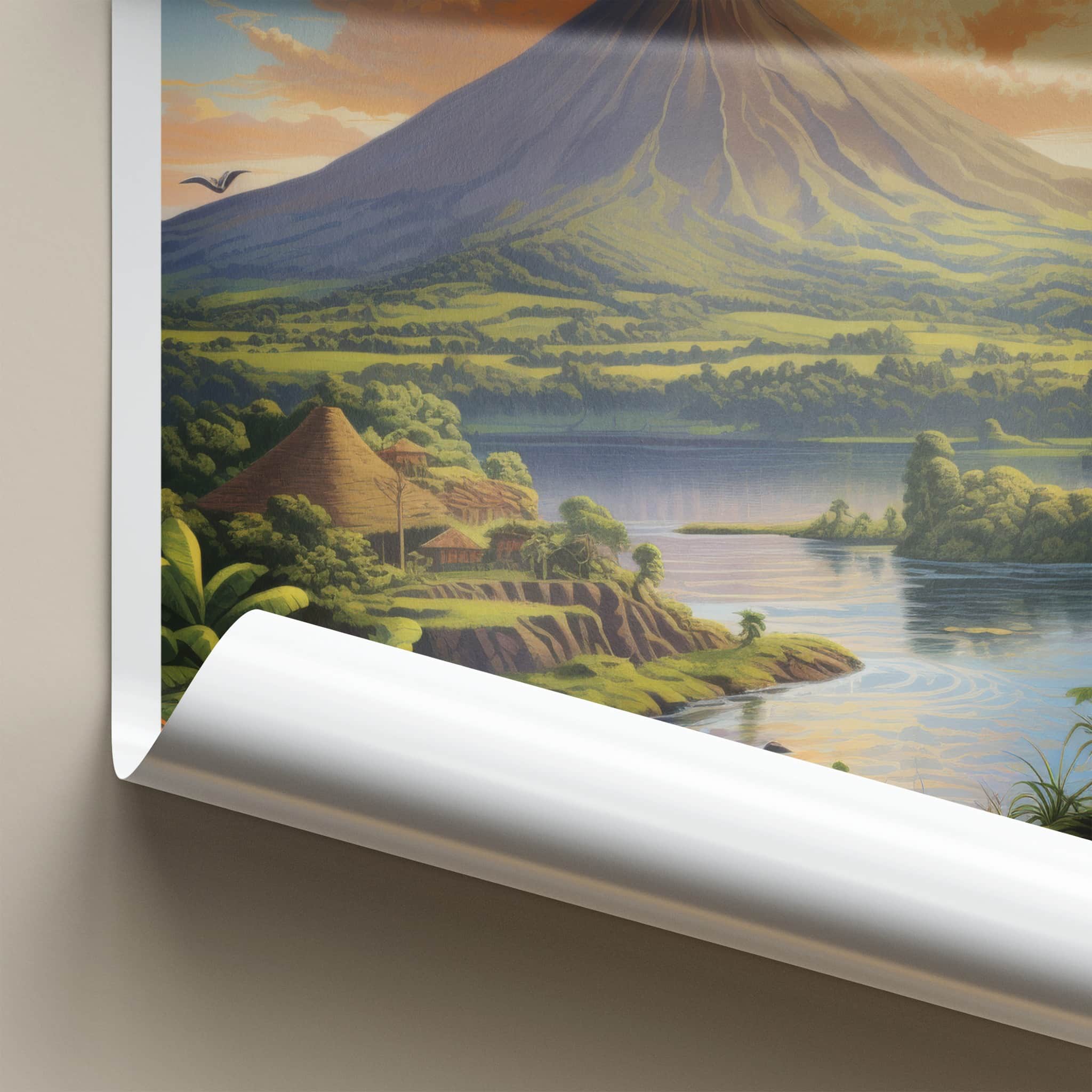 Ometepe Poster - Nicaragua Travel Art - Island Volcano Scene Home Decor